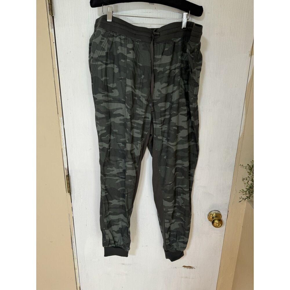 Seven7 Utility Joggers Linen Blend Green Camo High-rise W/ Pockets Size Medium